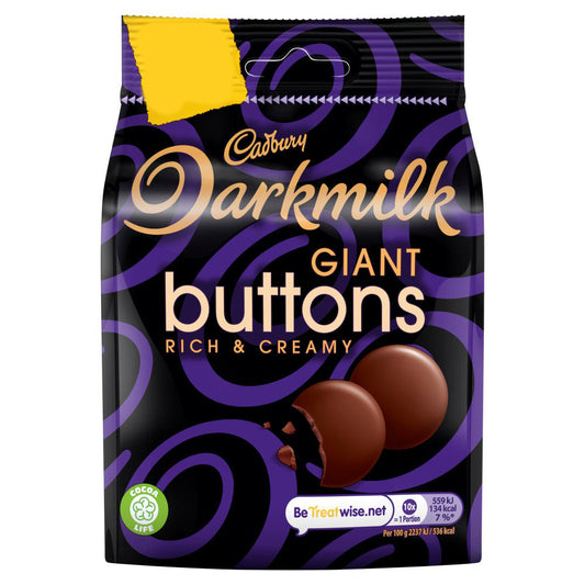 MASCad Darkmilk Giant Buttons Chocolate Bag  90g-Food