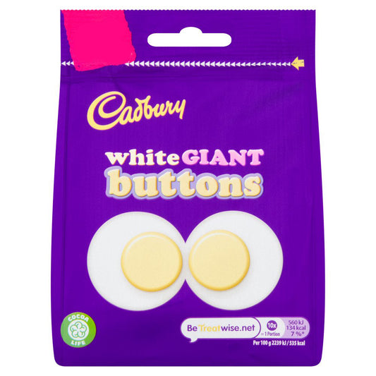 MASCad White Giant Buttons Chocolate Bag  95g-Food