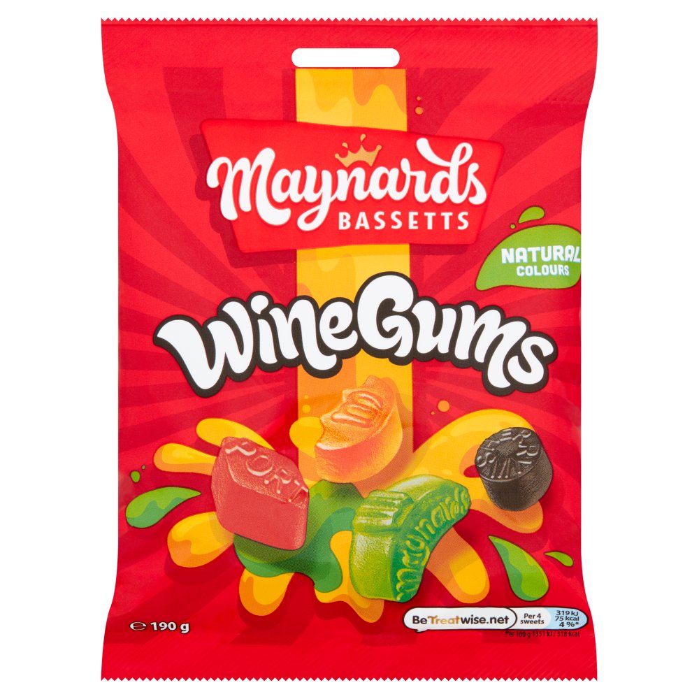 MASMaynards Bassetts Wine Gums Sweets Bag 165g-Food