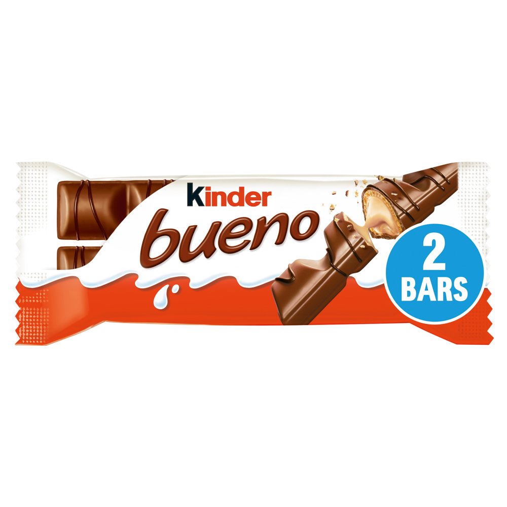 MASKinder Bueno Milk Chocolate and Hazelnuts Single Bar 2 Finger x 21.5g (43g)-Food