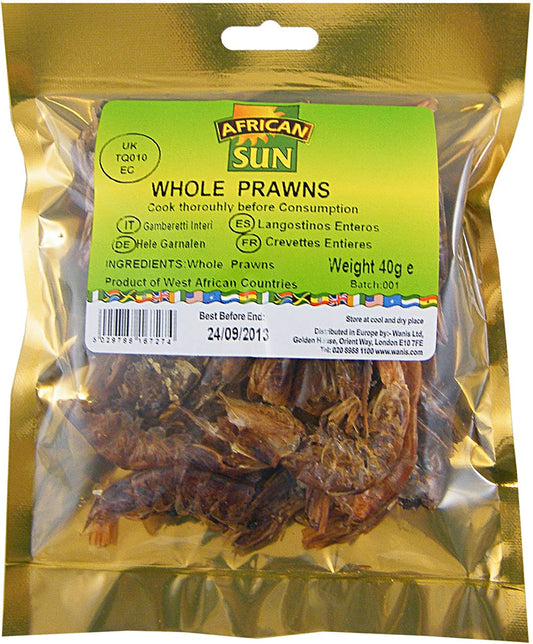 African Sun Whole Prawns 40g Box of 10