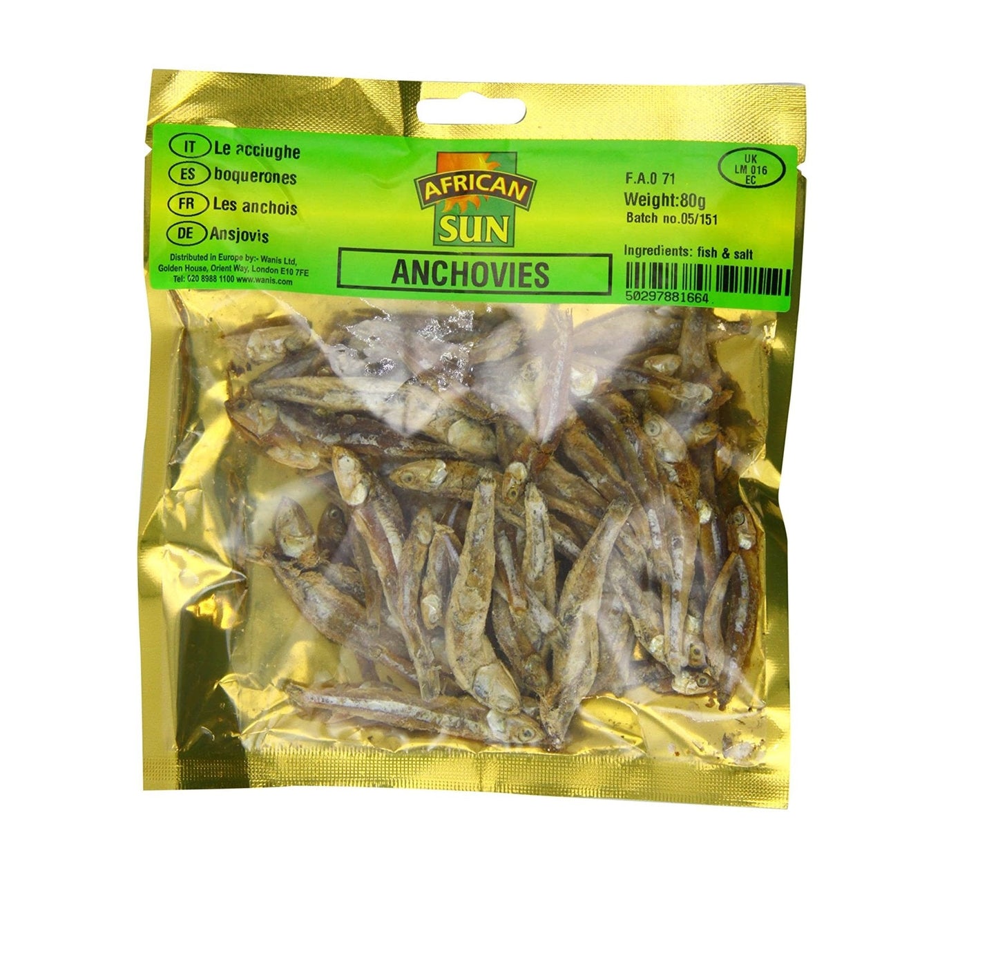 MASAfrican Sun Dried Anchovies 80g Box of 10-Fd