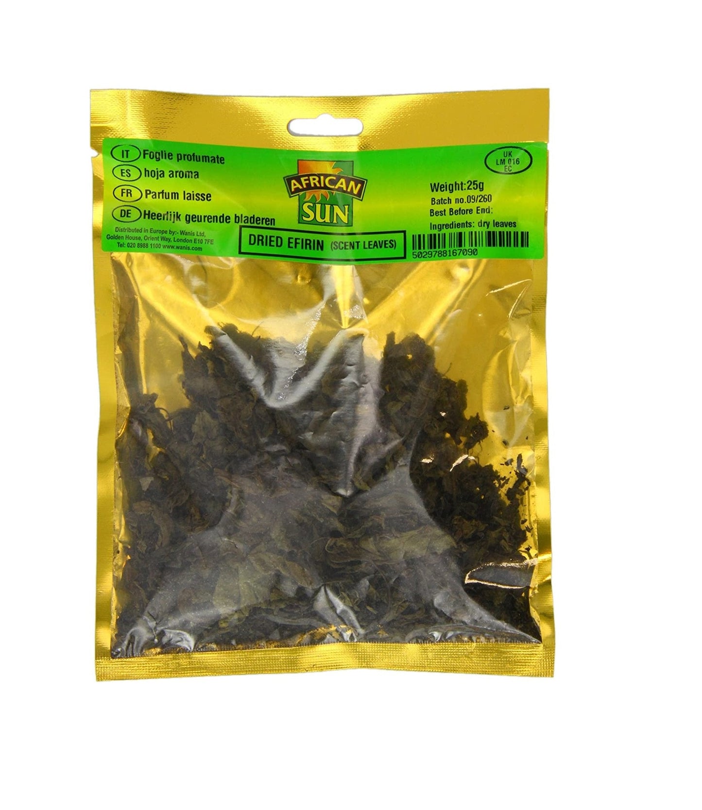 MASAfrican Sun Dried Eferin Scent Leaf 25g Box of 10-Fd