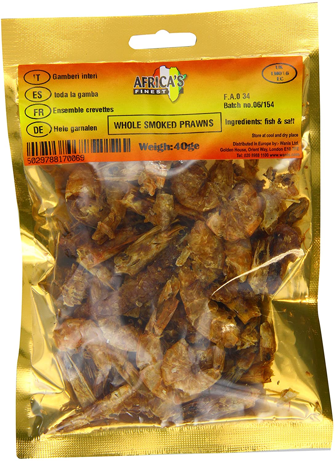MASAfrica's Finest Whole Smoked Prawns 40g Box of 10-Fd