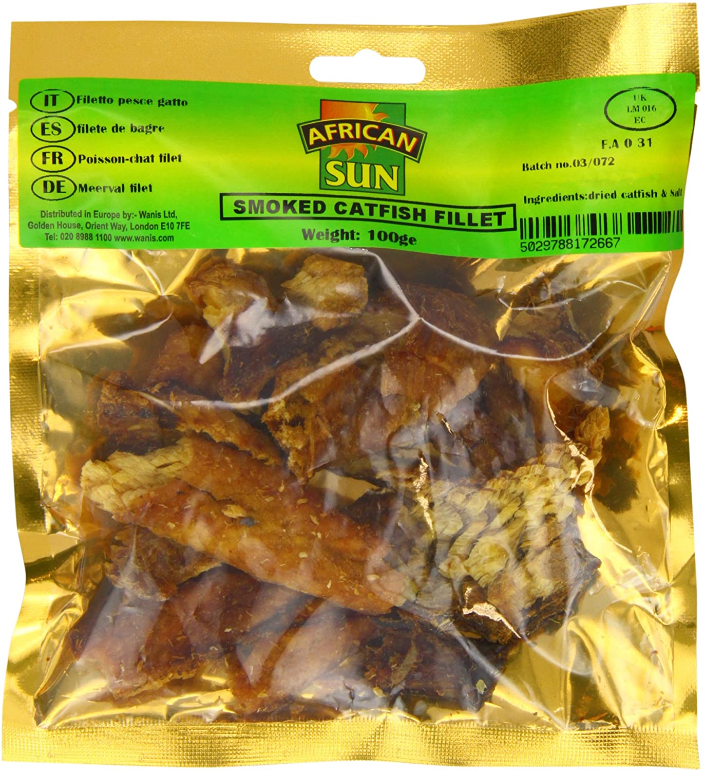 MASAfrican Sun Smoked Catfish Fillet 100g Box of 10-Fd