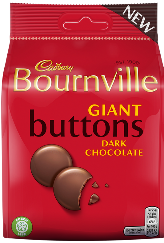 MASCad Bournville Giant Buttons Dark Chocolate Bar 95g-Food