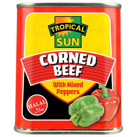 MASTropical Sun Corned Beef Mixed Peppers Halal 340g Box of 12-Fd