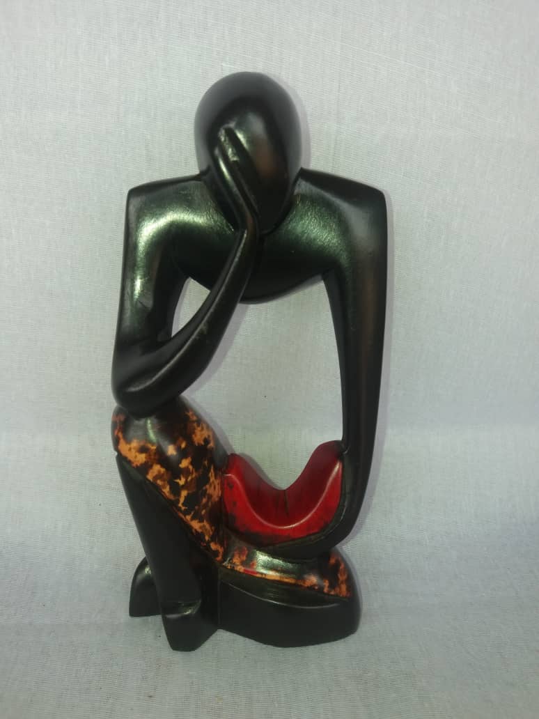 African Wooden Thinker Statue