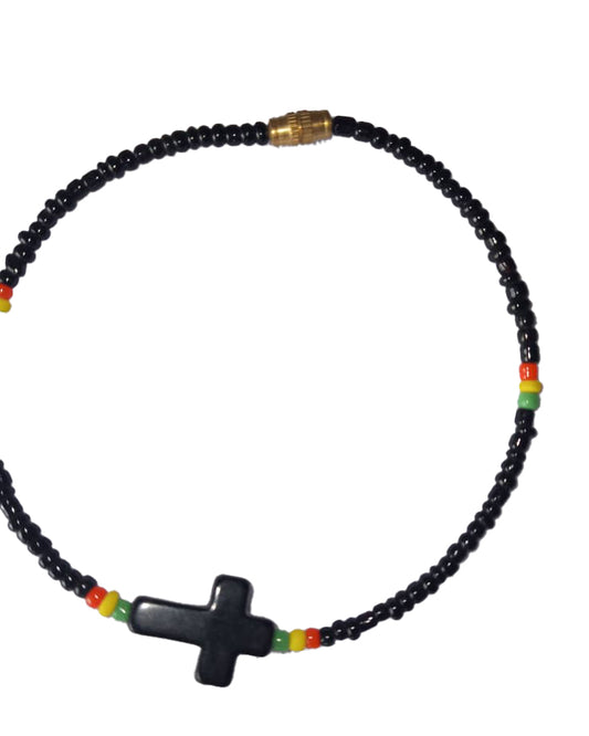 African Tribal art Wooden Handicraft beaded Black Christian Jesus Christ Cross Catholic Locket jewelry Necklace set for women