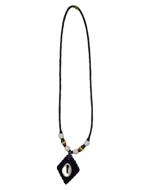 African Tribal art Handmade beaded White and Black jewelry Pendent Locket Necklace set for women