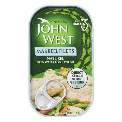 MASJohn West Mackerel Fillets Natural 85g Box of 10-Fd