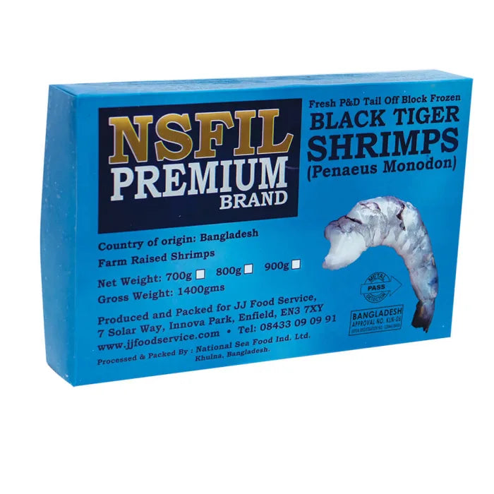MASNSFIL Premium Frozen Raw P&D Black Tiger Prawns 6 x 1.4kg-Food