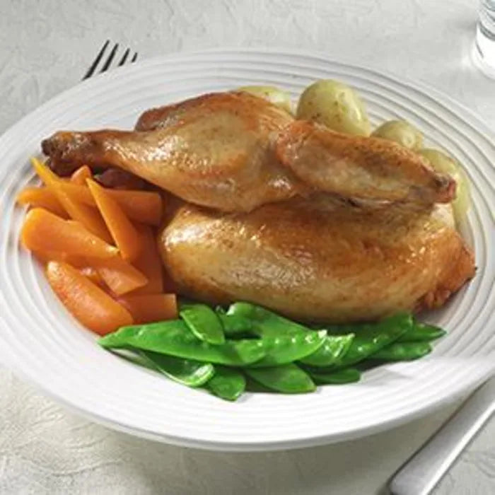 George Morris Halal Cooked Chicken Halves (Pink Label) -(14/18oz)-4x5 Ready Meal Bundles Asetena Pa 