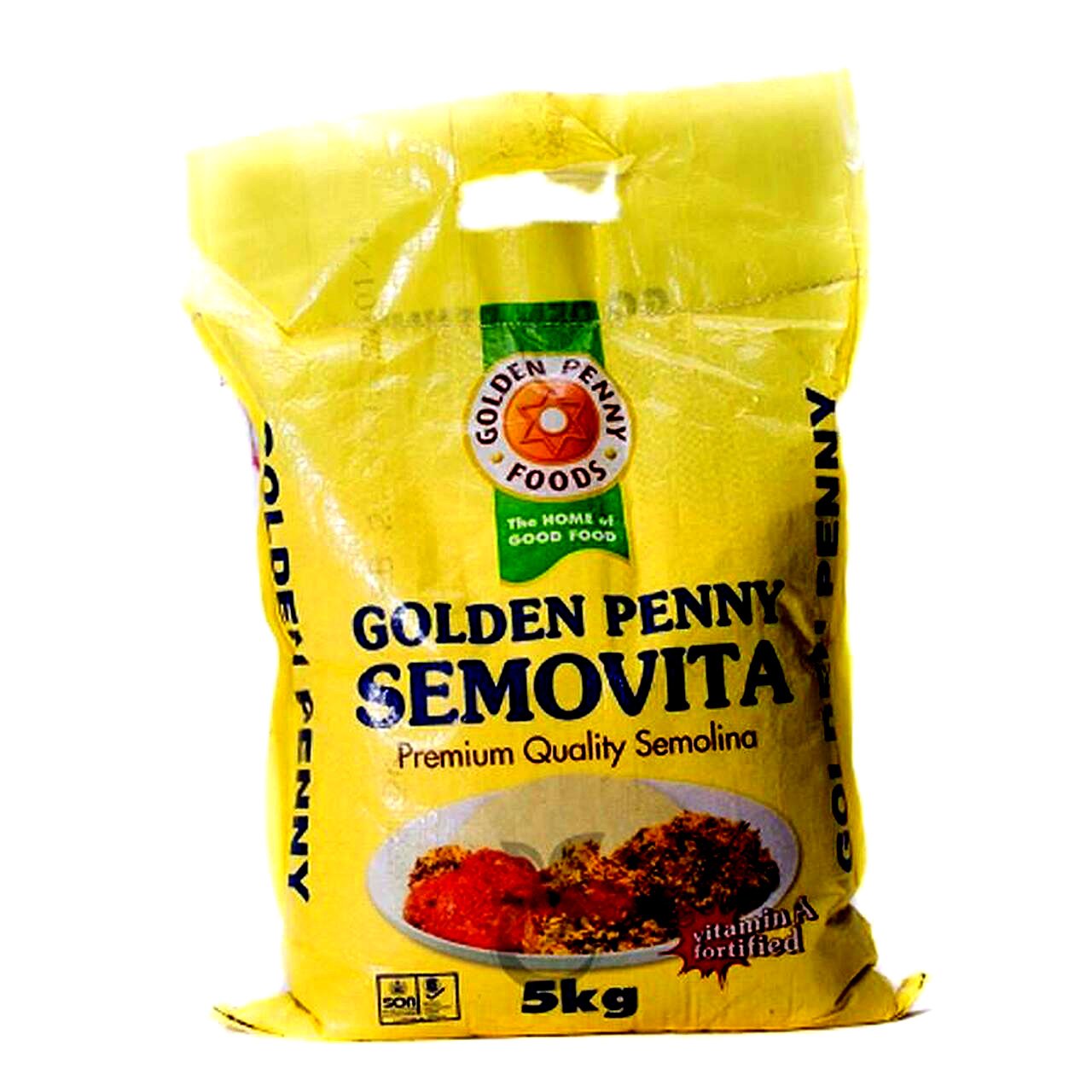 MASGolden Penny Semovita 5kg Box of 1-Fd African - Fufu Asetena Pa 