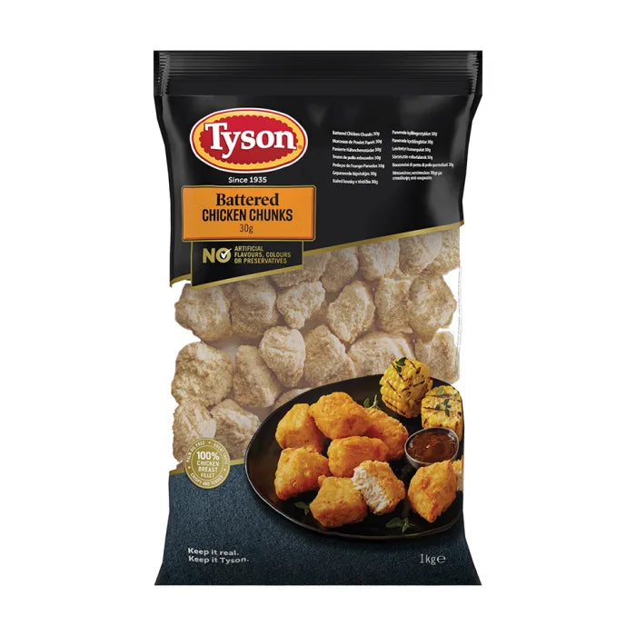 Tyson Halal Whole Muscle Battered Chicken Chunk/Nuggets -1x1kg Ready Meal Bundles Asetena Pa 