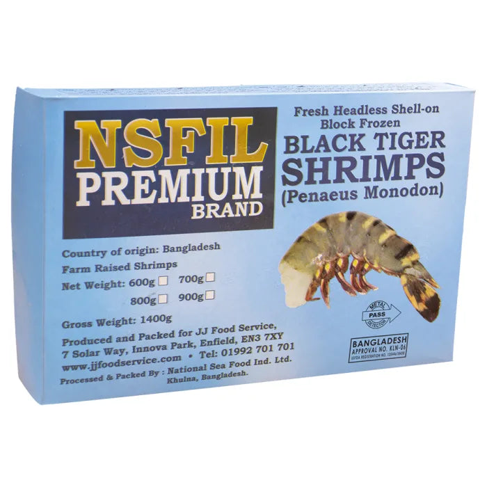 MASNSFIL Premium Raw HLSO Block, Black Tiger Prawns 6 x 1.4kg-Food